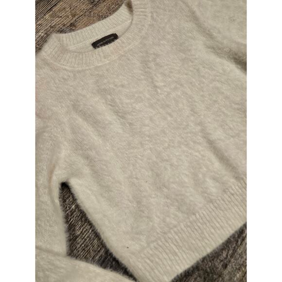 Urban Outfitters white fuzzy fluffy crop sweater womens juniors large free peopl - Picture 2 of 8